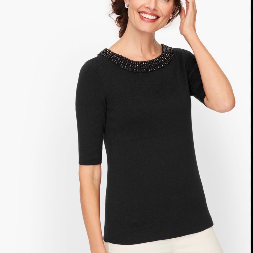 Talbots Embellished Cotton Blend Sweater NWT PS